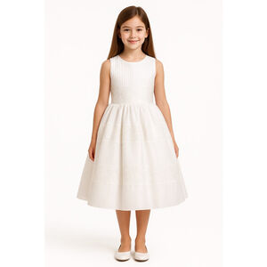 Joan Calabrese Mon Cheri White Communion / Flower Girl Dress Embroidered Lace, 7